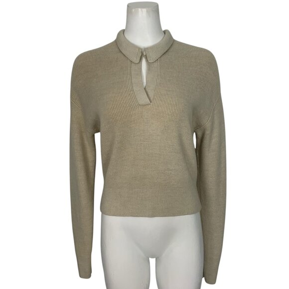 lululemon athletica Sweaters - Lululemon Collared Merino Wool Blend Sweater M Heathered Bone Knit Fall Fashion